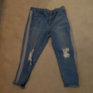 Mom jeans with checkered